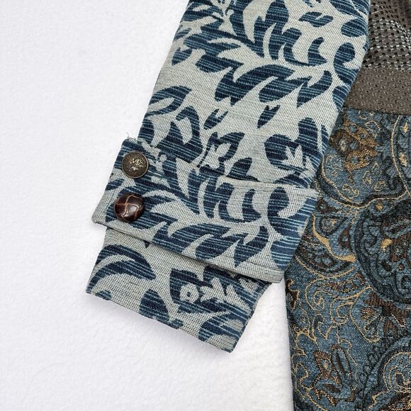 Joe Browns Trench Coach Womens Size 18 Blue Floral Paisley Button Front Jacket - Picture 5 of 10